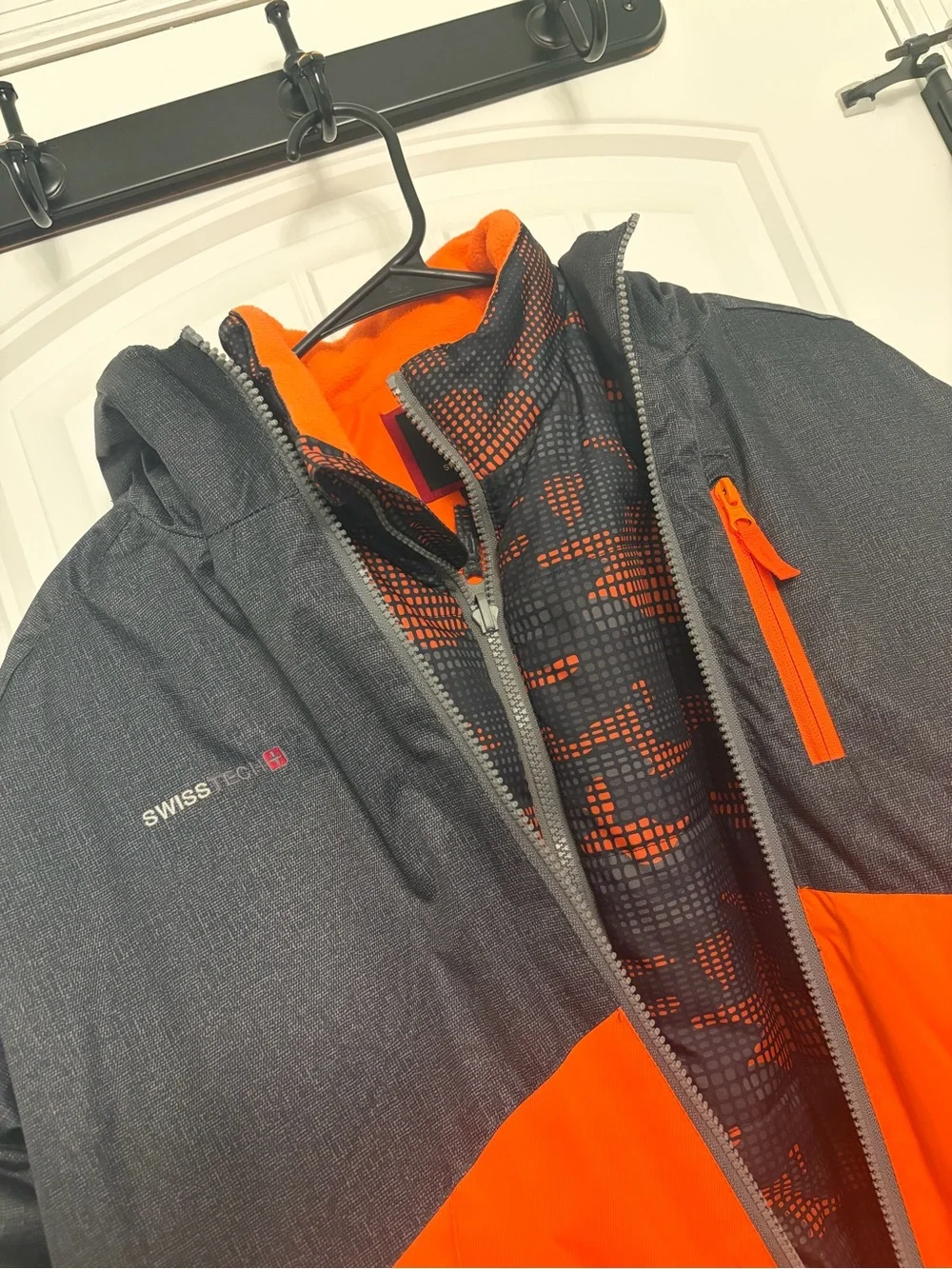 Swiss Tech Youth Orange and Gray Ski Jacket with Hood